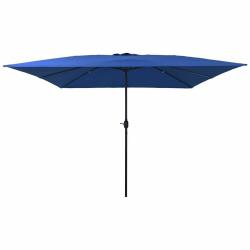 Parasol de jardin pliable moderne 295 x 295 x 245 cm r&eacute;sistant aux UV style cosy en polyester azur