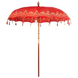 Parasol balinais rond &eacute;l&eacute;gant jardin 215 x 215 x 260 cm en coton rouge 02_0058820