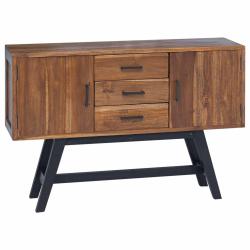 Meuble TV vintage pratique avec tiroirs et &eacute;tag&egrave;res 110 x 30 x 75 cm en bois de teck massif naturel