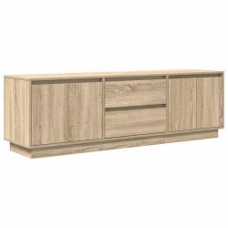 Meuble TV avec &eacute;clairage LED espace de rangement 160,5 x 41 x 50 cm design moderne en bois d'ing&eacute;ni