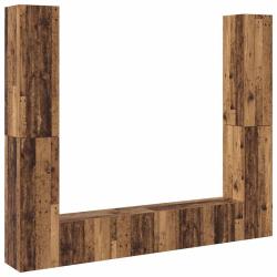 Lot de 6 meubles TV muraux modernes 80 x 30 x 30 cm espace de rangement pratique en bois d'ing&eacute;nier