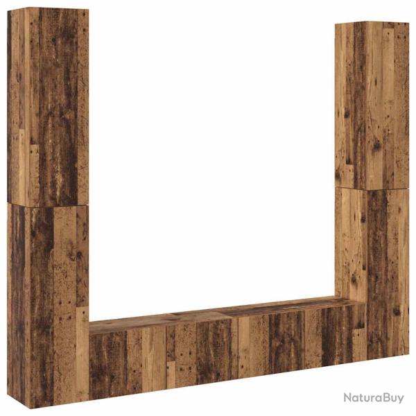 Lot de 6 meubles TV muraux modernes 80 x 30 x 30 cm espace de rangement pratique en bois d'ing�nier
