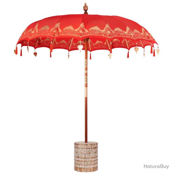 Parasol balinais rond ext�rieur 215 x 215 x 260 cm grande ombre ambiance chill en coton rouge 02_00