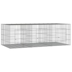 Cage &agrave; lapin 3 panneaux 163 x 79 x 54 cm Fer galvanis&eacute; Argent 02_0041687