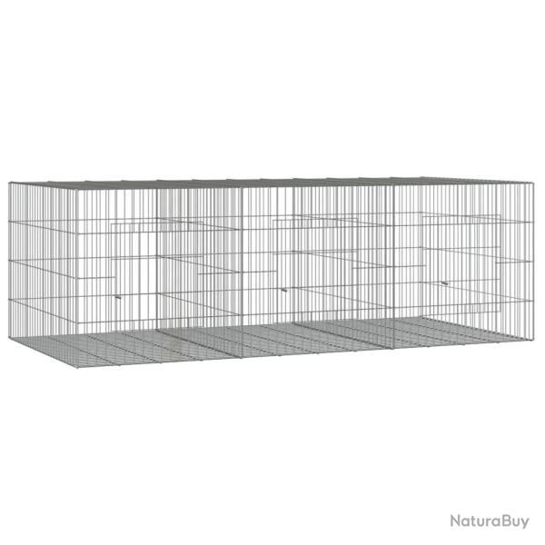 Cage � lapin 3 panneaux 163 x 79 x 54 cm Fer galvanis� Argent 02_0041687