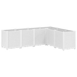 Jardini&egrave;re bac lit sur&eacute;lev&eacute; plantes fleurs terrasse jardin 160 x 120 x 53 cm polypropyl&egrave;ne blanc 02