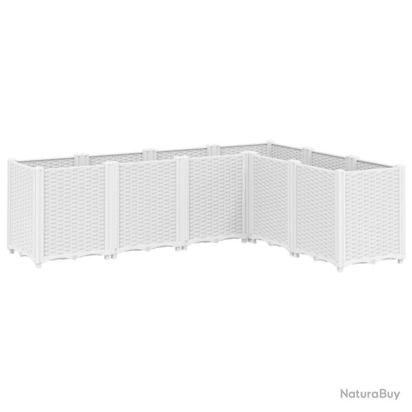 Jardini�re bac lit sur�lev� plantes fleurs terrasse jardin 160 x 120 x 53 cm polypropyl�ne blanc 02