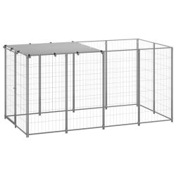 Chenil cage enclos pac animaux Argent&eacute; 2,42 m&sup2; acier Argent 02_0041727