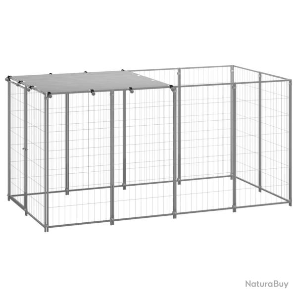 Chenil cage enclos pac animaux Argent� 2,42 m� acier Argent 02_0041727
