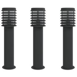 Lampadaires d'ext&eacute;rieur 3 pcs 60 cm acier inoxydable noir 02_0042550