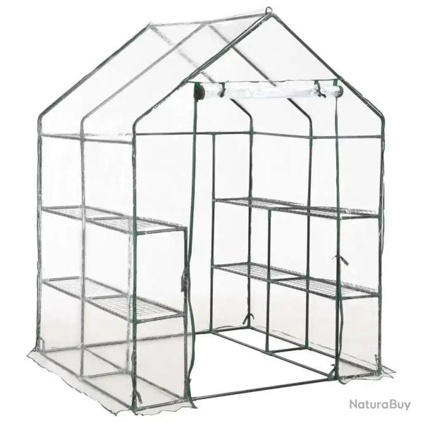Serre de jardin avec 8 �tag�res 143 x 143 x 195 cm facile � monter et durable en acier vert 02_0045