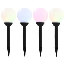 Lot de 4 lampes solaires sph&eacute;riques d&eacute;coratives jardin 15 cm style moderne ambiance cosy en PP blan