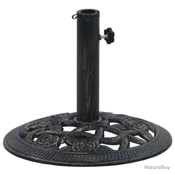 Socle de parasol robuste en fonte 40 x 32 cm motif floral chic jardin ext�rieur 9 kg en fonte bronz