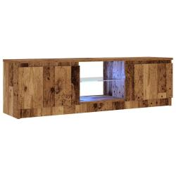 Meuble TV flottant moderne avec lumi&egrave;res LED vintage 120 x 30 x 36 cm en bois d'ing&eacute;nierie vieux bo