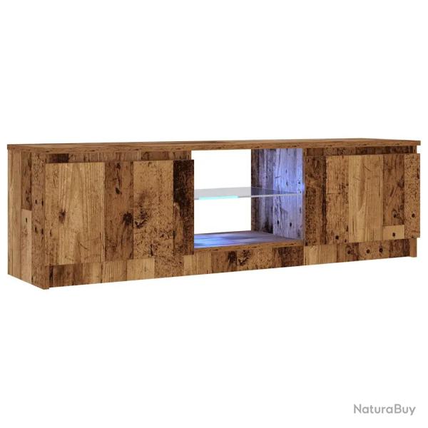 Meuble TV flottant moderne avec lumi�res LED vintage 120 x 30 x 36 cm en bois d'ing�nierie vieux bo