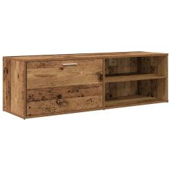 Meuble TV vintage pratique espace rangement 120 x 34 x 37 cm en bois d'ing&eacute;nierie vieux bois 02_005