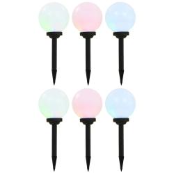 Lot de 6 lampes solaires sph&eacute;riques d&eacute;coration jardin 20 cm en PP blanc 02_0046375