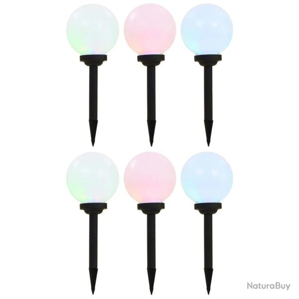 Lot de 6 lampes solaires sph�riques d�coration jardin 20 cm en PP blanc 02_0046375