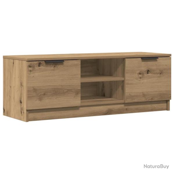 Meuble TV avec espace de rangement moderne stable 102 x 35 x 36 cm en bois d'ing�nierie ch�ne artis