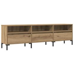 Meuble TV ch&ecirc;ne artisanal avec grand espace de rangement salon 150 x 30 x 44 cm en bois d'ing&eacute;nieri