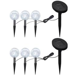 Lot de 6 lampes solaires &agrave; boule ext&eacute;rieur jardin 9,5 x 9,5 x 9,5 cm avec piquets et autonomie 8h e