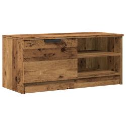 Meuble TV en bois d'ing&eacute;nierie vieux bois 80 x 35 x 36 cm avec espace de rangement pratique style c