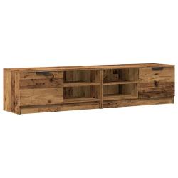 Lot de 2 meubles TV avec rangement ouvert 80 x 35 x 36 cm style vintage en bois d'ing&eacute;nierie vieux