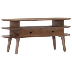 Meuble TV 110 x 35 x 50 cm avec 2 tiroirs pratique style scandinave en bois d'acacia marron 02_0046