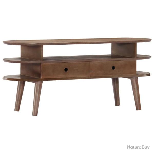 Meuble TV 110 x 35 x 50 cm avec 2 tiroirs pratique style scandinave en bois d'acacia marron 02_0046