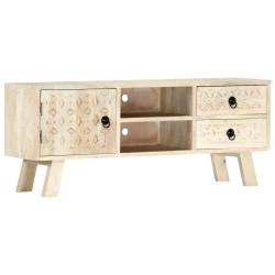 Meuble TV 110 x 30 x 44 cm armoire lat&eacute;rale avec rangement moderne finition mate en bois massif bla