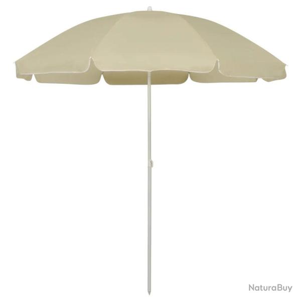 Parasol de plage inclinable anti-UV 240 x 240 cm style Hawa� en polyester blanc 02_0046510