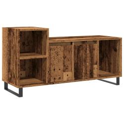 Meuble TV vintage avec rangement 100 x 35 x 55 cm design pratique en bois d'ing&eacute;nierie vieux bois 0