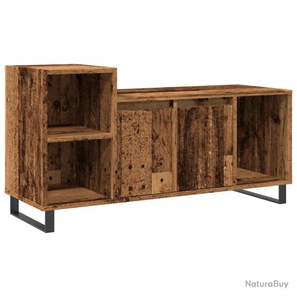 Meuble TV vintage avec rangement 100 x 35 x 55 cm design pratique en bois d'ing�nierie vieux bois 0