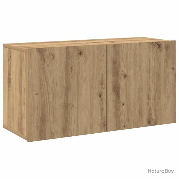 Meuble TV mural pratique et moderne 80 x 30 x 41 cm en bois d'ing�nierie ch�ne artisanal 02_0051168