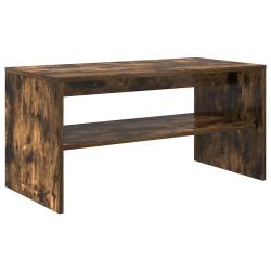 Meuble TV double fonction design contemporain salon 80 x 40 x 40 cm en bois d'ing&eacute;nierie ch&ecirc;ne fum&eacute;