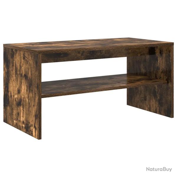Meuble TV double fonction design contemporain salon 80 x 40 x 40 cm en bois d'ing�nierie ch�ne fum�