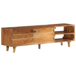 Meuble TV moderne en bois massif acacia 140 x 30 x 40 cm rangement optimal finition miel 02_0046938