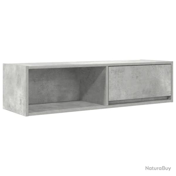 Meuble TV mural peu encombrant design moderne 100 x 31 x 25 cm en bois d'ing�nierie gris b�ton 02_0