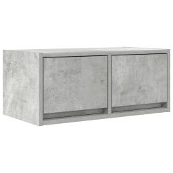 Meuble TV mural peu encombrant rangement 60 x 31 x 25 cm en bois d'ing&eacute;nierie gris b&eacute;ton 02_0051677