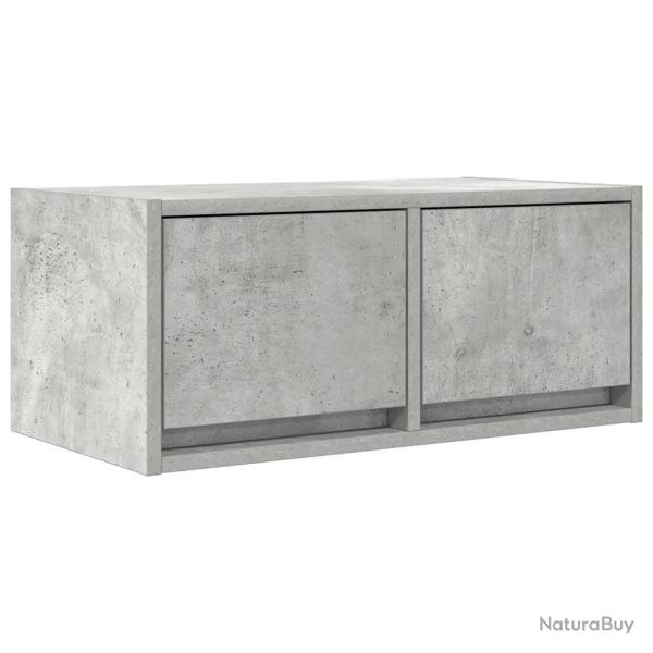 Meuble TV mural peu encombrant rangement 60 x 31 x 25 cm en bois d'ing�nierie gris b�ton 02_0051677