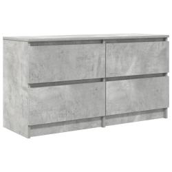 Meuble TV avec 4 tiroirs grand espace rangement salon 100 x 35 x 54 cm en bois d'ing&eacute;nierie gris b&eacute;