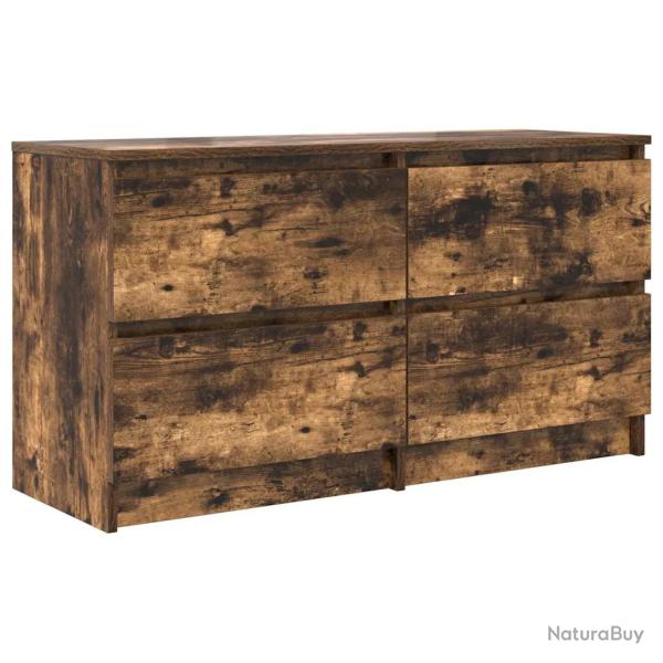 Meuble TV avec grand espace de rangement 100 x 35 x 54 cm en bois d'ing�nierie ch�ne fum� 02_0051747