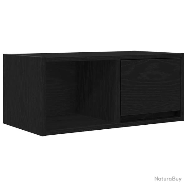 Meuble TV mural compact 60 x 31 x 25 cm grand espace de rangement design moderne en bois noir 02_00