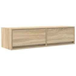 Meuble TV mural moderne avec 2 tiroirs 100 x 31 x 25.5 cm en bois d'ing&eacute;nierie ch&ecirc;ne sonoma 02_0051