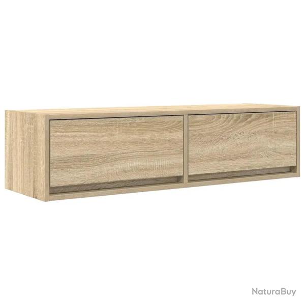 Meuble TV mural moderne avec 2 tiroirs 100 x 31 x 25.5 cm en bois d'ing�nierie ch�ne sonoma 02_0051