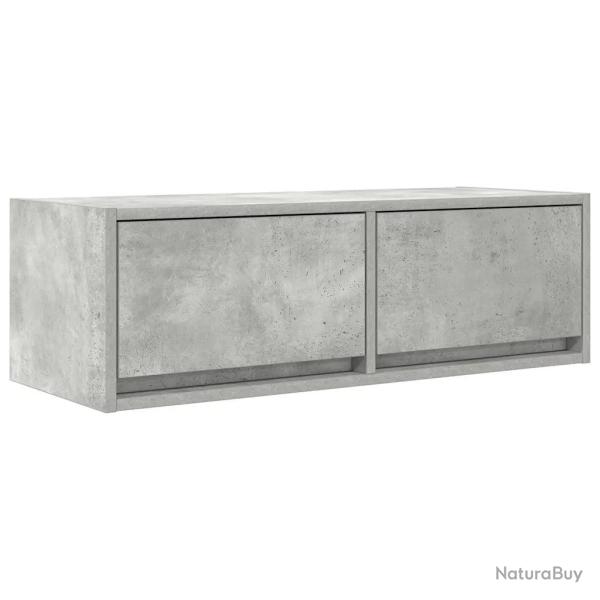 Meuble TV mural moderne peu encombrant 80 x 31 x 25,5 cm avec grand espace de rangement en bois d'i