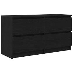 Meuble TV noir grand espace de rangement 100 x 35 x 54 cm moderne design en bois d'ing&eacute;nierie noir