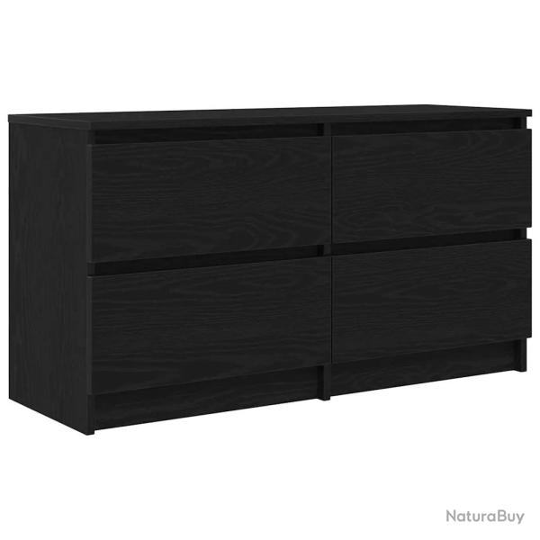 Meuble TV noir grand espace de rangement 100 x 35 x 54 cm moderne design en bois d'ing�nierie noir