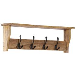 Porte-manteau mural pratique avec &eacute;tag&egrave;re 85 x 26 x 12 cm en bois de manguier naturel 02_0047364