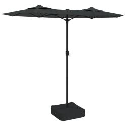 Parasol de jardin double t&ecirc;te avec &eacute;clairage LED 316 x 145 cm ambiance cosy design moderne en polye